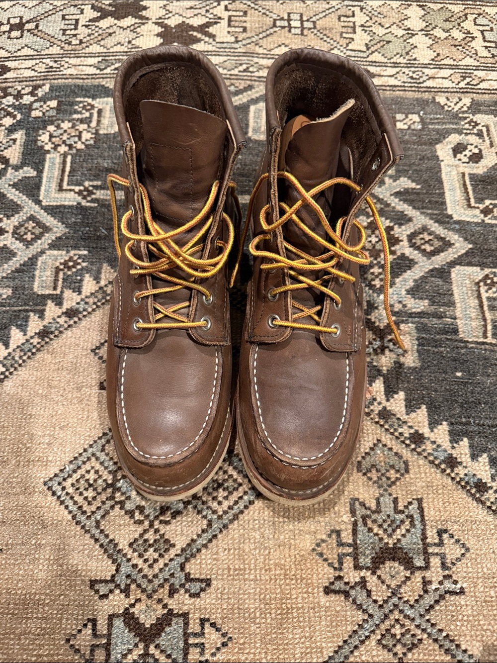 Men's Brown Red Wing Boots with Yellow Laces